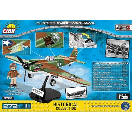 COBI CURTISS P-40E WARHAWK non  MÁY BAY CHIẾN ĐẤU CURTIS P-40 WARHAWK bộ đồ chơi xếp lắp ráp ghép mô hình Military Army Quân Sự Bộ Đội 272 khối