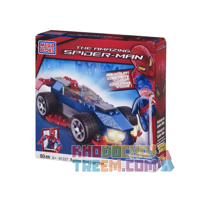 MEGA BLOKS 91337 non  XE THỂ THAO NGƯỜI NHỆN bộ đồ chơi xếp lắp ráp ghép mô hình Spider-Man SPIDER-MAN SPEEDER 80 khối