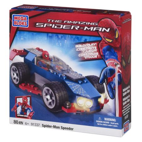 MEGA BLOKS 91337 non  XE THỂ THAO NGƯỜI NHỆN bộ đồ chơi xếp lắp ráp ghép mô hình Spider-Man SPIDER-MAN SPEEDER 80 khối