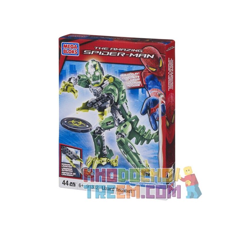 MEGA BLOKS 91332 non  THẰN LẰN CON NGƯỜI bộ đồ chơi xếp lắp ráp ghép mô hình Movie & Game LIZARD TECHBOT Phim Và Trò Chơi 44 khối
