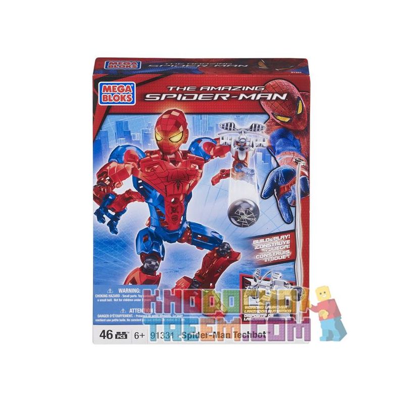MEGA BLOKS 91331 non  NGƯỜI NHỆN MECHA bộ đồ chơi xếp lắp ráp ghép mô hình Spider-Man SPIDER-MAN TECHBOT 46 khối