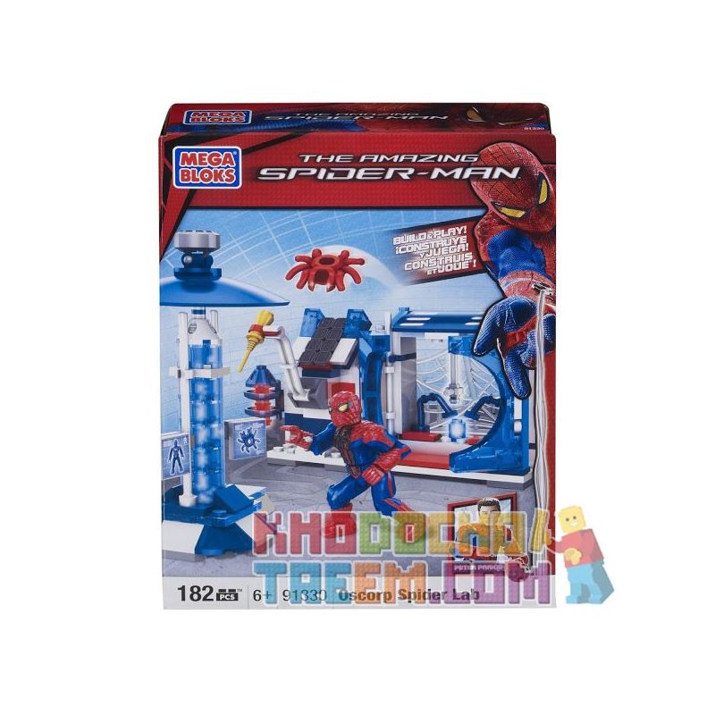 MEGA BLOKS 91330 non  PHÒNG THÍ NGHIỆM NGƯỜI NHỆN OSTED bộ đồ chơi xếp lắp ráp ghép mô hình Marvel Super Heroes OSCORP SPIDER LAB Siêu Anh Hùng Marvel 182 khối