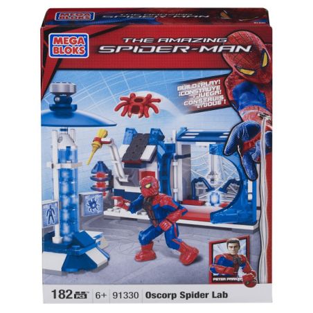 MEGA BLOKS 91330 non  PHÒNG THÍ NGHIỆM NGƯỜI NHỆN OSTED bộ đồ chơi xếp lắp ráp ghép mô hình Marvel Super Heroes OSCORP SPIDER LAB Siêu Anh Hùng Marvel 182 khối