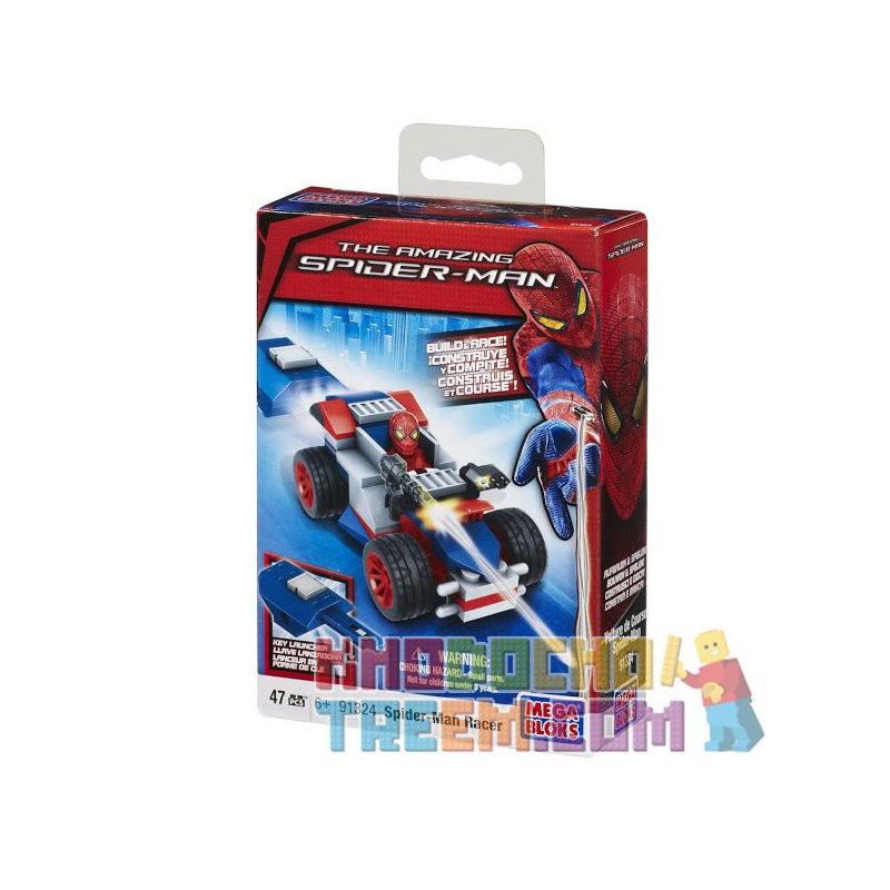 MEGA BLOKS 91324 non  XE THỂ THAO NGƯỜI NHỆN bộ đồ chơi xếp lắp ráp ghép mô hình Spider-Man SPIDER-MAN RACER 47 khối