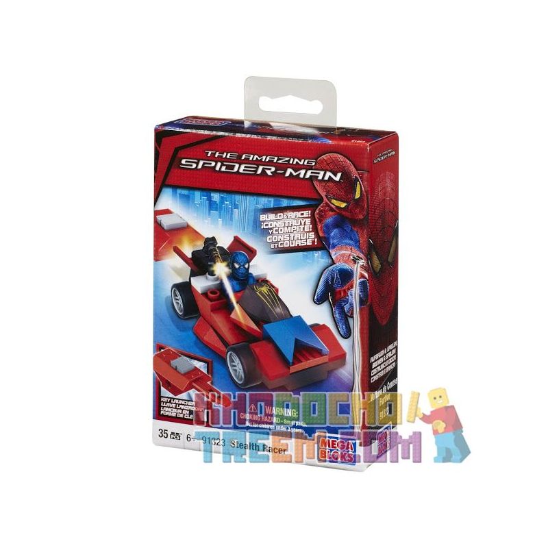 MEGA BLOKS 91323 non  NGƯỜI NHỆN BỘ ĐỒ TÀNG HÌNH XE THỂ THAO bộ đồ chơi xếp lắp ráp ghép mô hình Marvel Super Heroes STEALTH RACER Siêu Anh Hùng Marvel 35 khối
