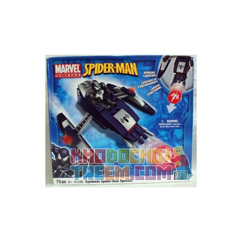 MEGA BLOKS 91286 non  MÁY BAY NGƯỜI NHỆN SYMBIOTE bộ đồ chơi xếp lắp ráp ghép mô hình Spider-Man SYMBIOTE SPIDER-MAN SPEEDER 75 khối