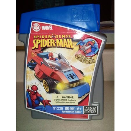 MEGA BLOKS 91236 non  XE THỂ THAO NGƯỜI NHỆN bộ đồ chơi xếp lắp ráp ghép mô hình Marvel Super Heroes SPIDERMAN RACER Siêu Anh Hùng Marvel 80 khối