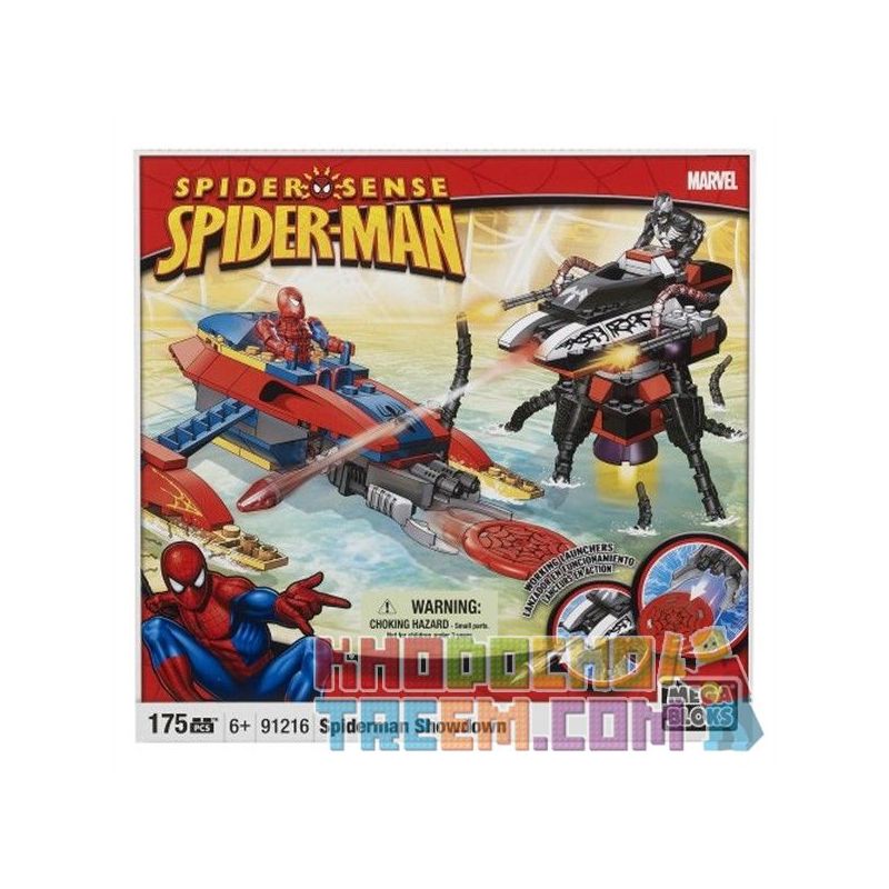 MEGA BLOKS 91216 non  NGƯỜI NHỆN bộ đồ chơi xếp lắp ráp ghép mô hình Marvel Super Heroes SPIDERMAN SHOWDOWN Siêu Anh Hùng Marvel 175 khối