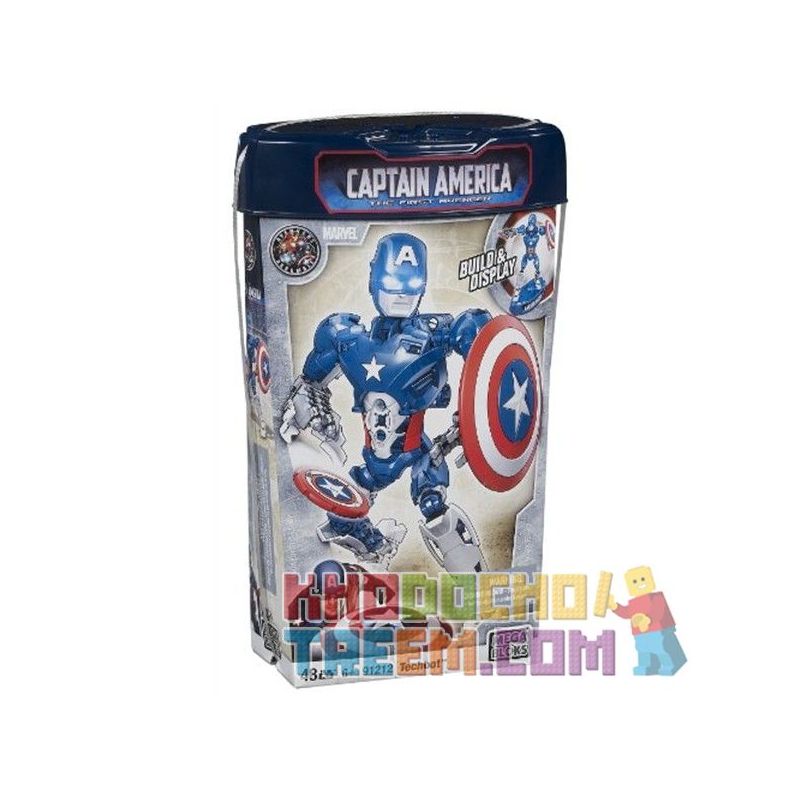 MEGA BLOKS 91212 non  ĐỘI TRƯỞNG MỸ bộ đồ chơi xếp lắp ráp ghép mô hình Marvel Super Heroes TECHBOT Siêu Anh Hùng Marvel 48 khối