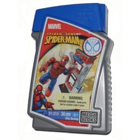 MEGA BLOKS 91203 non  XE ĐƯA ĐÓN THÀNH PHỐ SPIDERMAN bộ đồ chơi xếp lắp ráp ghép mô hình City CITY SWING 30 khối