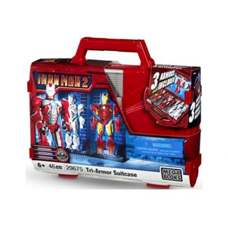 MEGA BLOKS 29675 non  BỘ BA ÁO GIÁP bộ đồ chơi xếp lắp ráp ghép mô hình Movie & Game TRI-ARMOR SUITCASE Phim Và Trò Chơi 46 khối