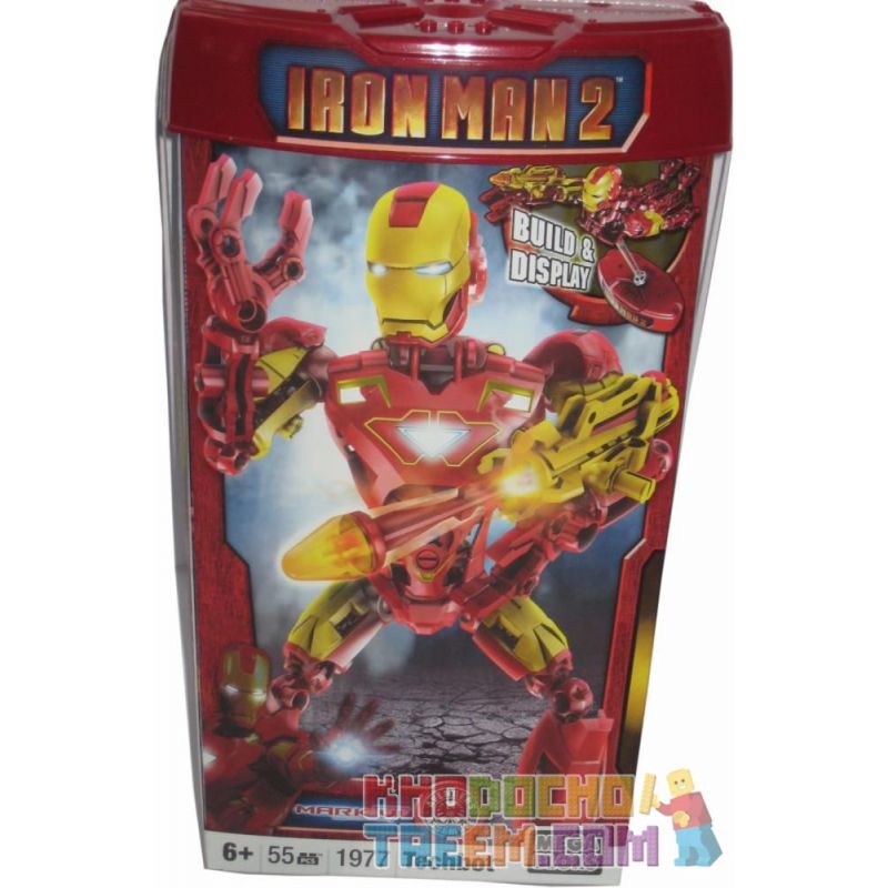 MEGA BLOKS 1977 non  NGƯỜI SẮT MARK IV MECHA bộ đồ chơi xếp lắp ráp ghép mô hình Marvel Super Heroes MARK VI TECHBOT Siêu Anh Hùng Marvel 55 khối
