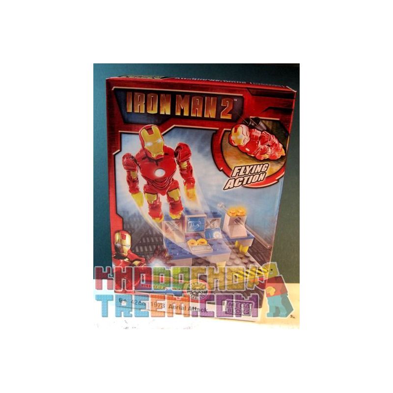 MEGA BLOKS 1973 non  CUỘC KHÔNG KÍCH CỦA NGƯỜI SẮT MARK IV bộ đồ chơi xếp lắp ráp ghép mô hình Marvel Super Heroes MARK IV AERIAL ATTACK Siêu Anh Hùng Marvel 37 khối