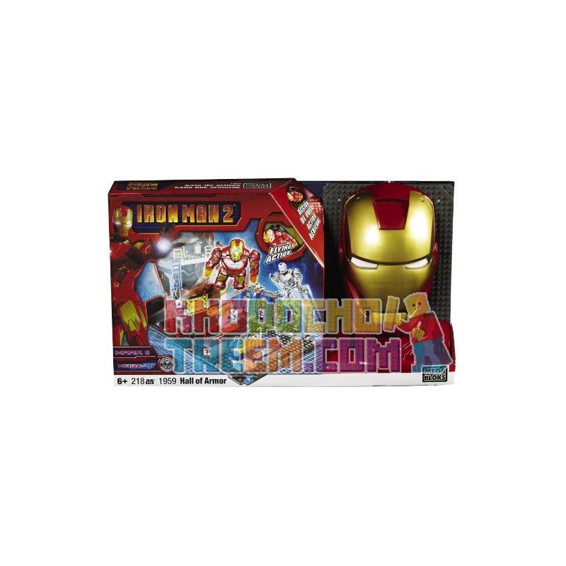MEGA BLOKS 1959 non  THƯ VIỆN ÁO GIÁP NGƯỜI SẮT bộ đồ chơi xếp lắp ráp ghép mô hình Marvel Super Heroes HALL OF ARMOR Siêu Anh Hùng Marvel 218 khối