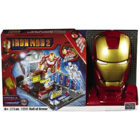 MEGA BLOKS 1959 non  THƯ VIỆN ÁO GIÁP NGƯỜI SẮT bộ đồ chơi xếp lắp ráp ghép mô hình Marvel Super Heroes HALL OF ARMOR Siêu Anh Hùng Marvel 218 khối