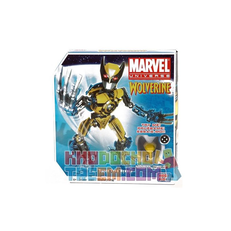 MEGA BLOKS 2087 non  NGƯỜI HÙNG SIÊU NHÂN WOLVERINE bộ đồ chơi xếp lắp ráp ghép mô hình Marvel Super Heroes WOLVERINE SUPER TECH HERO Siêu Anh Hùng Marvel 36 khối