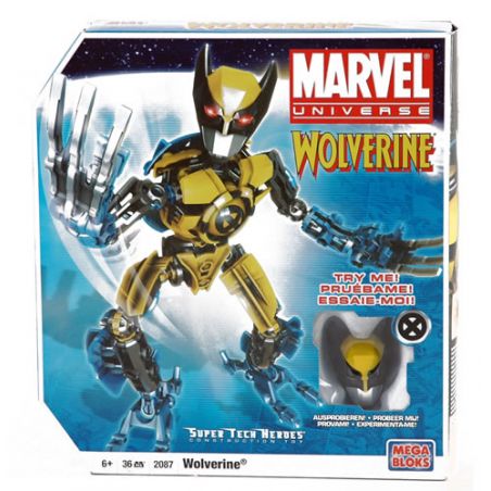 MEGA BLOKS 2087 non  NGƯỜI HÙNG SIÊU NHÂN WOLVERINE bộ đồ chơi xếp lắp ráp ghép mô hình Marvel Super Heroes WOLVERINE SUPER TECH HERO Siêu Anh Hùng Marvel 36 khối
