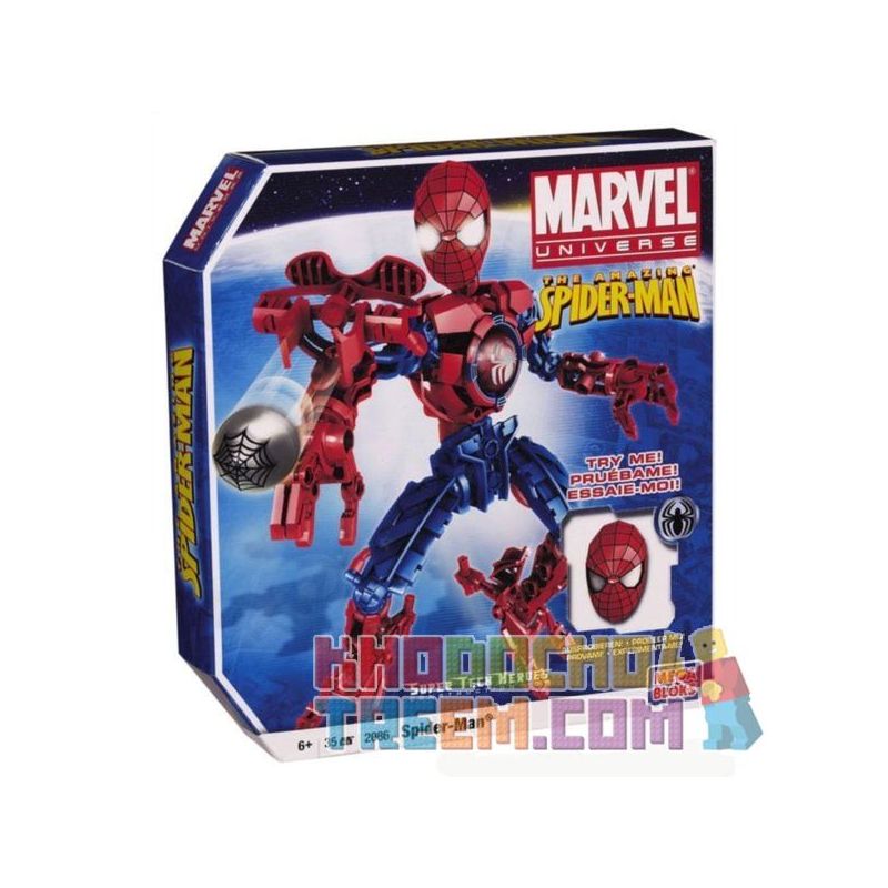 MEGA BLOKS 2086 non  NGƯỜI NHỆN SIÊU ANH HÙNG bộ đồ chơi xếp lắp ráp ghép mô hình Spider-Man SPIDER-MAN SUPER TECH HERO 36 khối