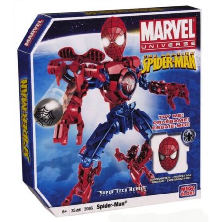 MEGA BLOKS 2086 non  NGƯỜI NHỆN SIÊU ANH HÙNG bộ đồ chơi xếp lắp ráp ghép mô hình Spider-Man SPIDER-MAN SUPER TECH HERO 36 khối