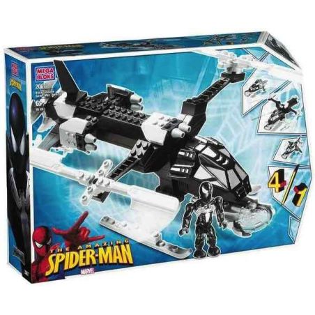 MEGA BLOKS 2067 non  NGƯỜI NHỆN ĐEN TÙY CHỈNH bộ đồ chơi xếp lắp ráp ghép mô hình Spider-Man BLACK COSTUME SPIDER-MAN 122 khối