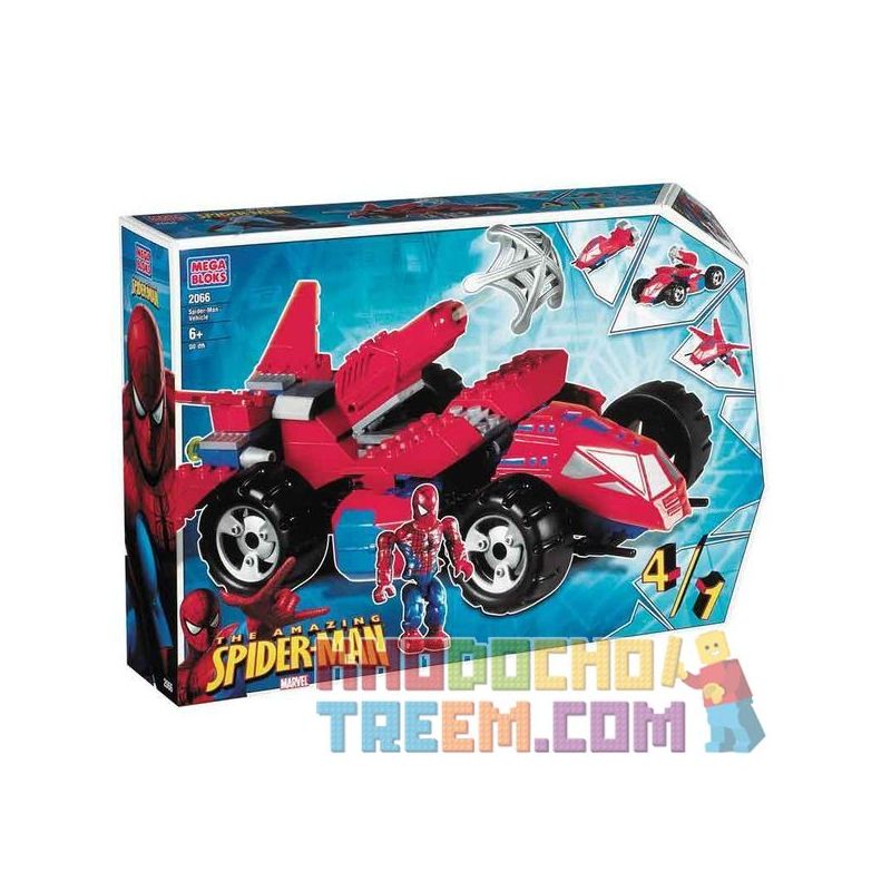 MEGA BLOKS 2066 non  XE BIẾN HÌNH NGƯỜI NHỆN bộ đồ chơi xếp lắp ráp ghép mô hình Spider-Man SPIDER-MAN MODIFIER VEHICLE 110 khối