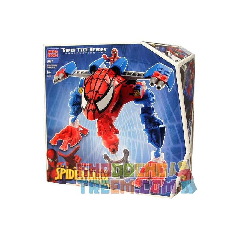 MEGA BLOKS 2027 non  NGƯỜI NHỆN BỊ THIỆT HẠI TRONG TRẬN CHIẾN bộ đồ chơi xếp lắp ráp ghép mô hình Spider-Man BATTLE DAMAGE SPIDER-MAN 95 khối