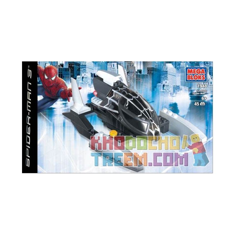 MEGA BLOKS 1948 non  NGƯỜI NHỆN TRUYỆN TRANH bộ đồ chơi xếp lắp ráp ghép mô hình Spider-Man SYMBIOTE SPIDER-MAN 45 khối