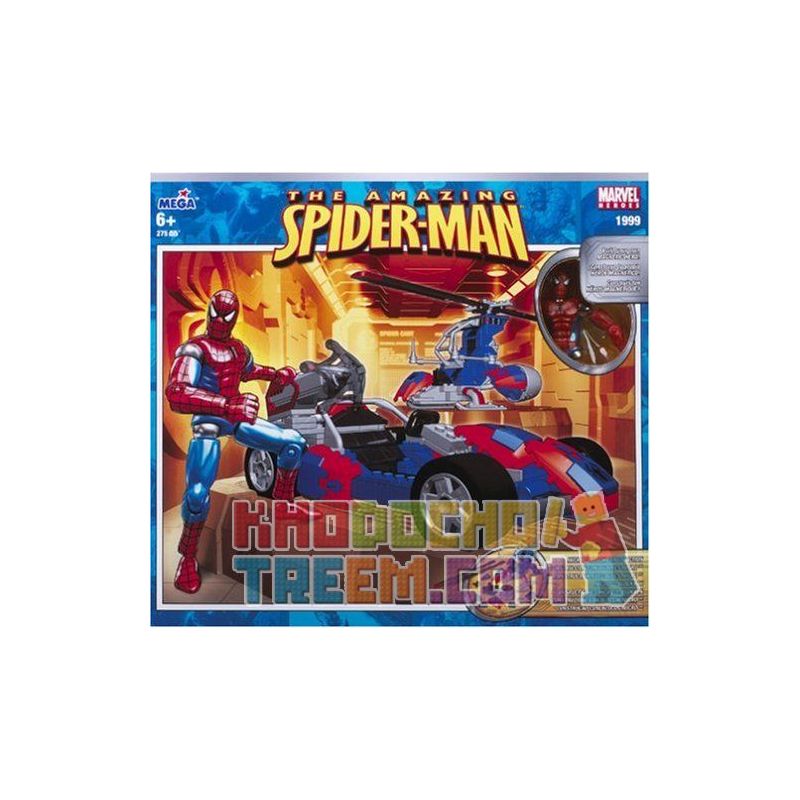MEGA BLOKS 1999 non  XE NGƯỜI NHỆN bộ đồ chơi xếp lắp ráp ghép mô hình Spider-Man SPIDER-MAN ACTION VEHICLE SET 275 khối