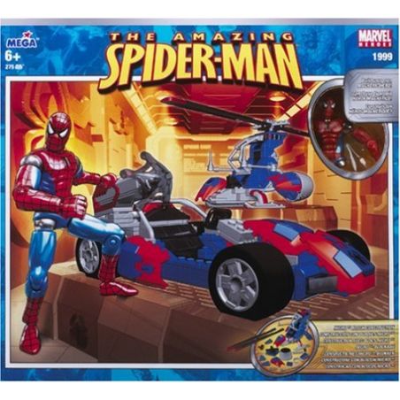 MEGA BLOKS 1999 non  XE NGƯỜI NHỆN bộ đồ chơi xếp lắp ráp ghép mô hình Spider-Man SPIDER-MAN ACTION VEHICLE SET 275 khối