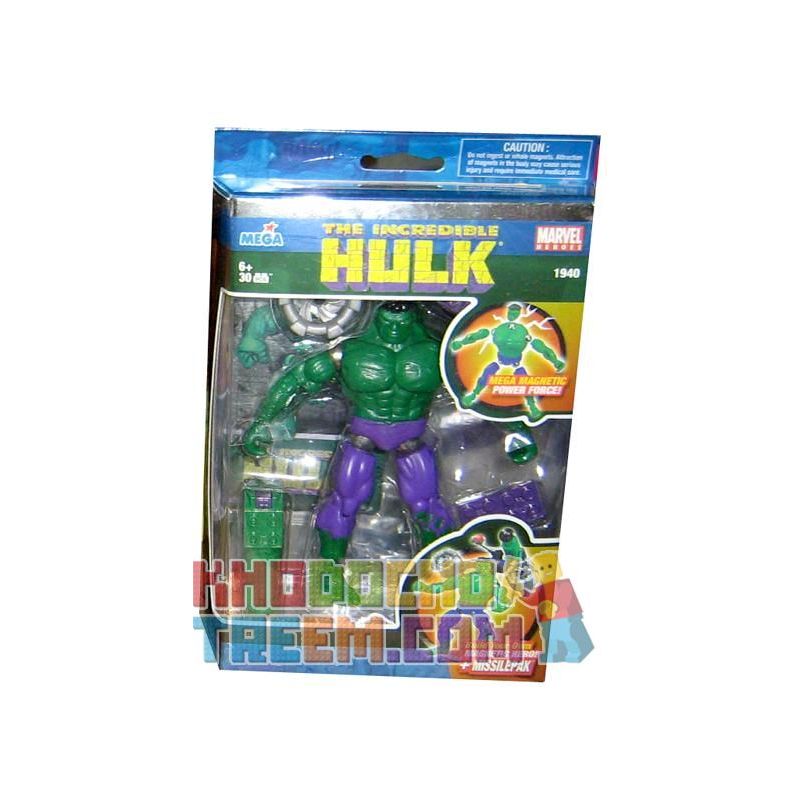 MEGA BLOKS 1940 non  BA LÔ TÊN LỬA VÀ HULK BẤT KHẢ CHIẾN BẠI bộ đồ chơi xếp lắp ráp ghép mô hình Movie & Game THE INCREDIBLE HULK & MISSILE PACK Phim Và Trò Chơi 30 khối