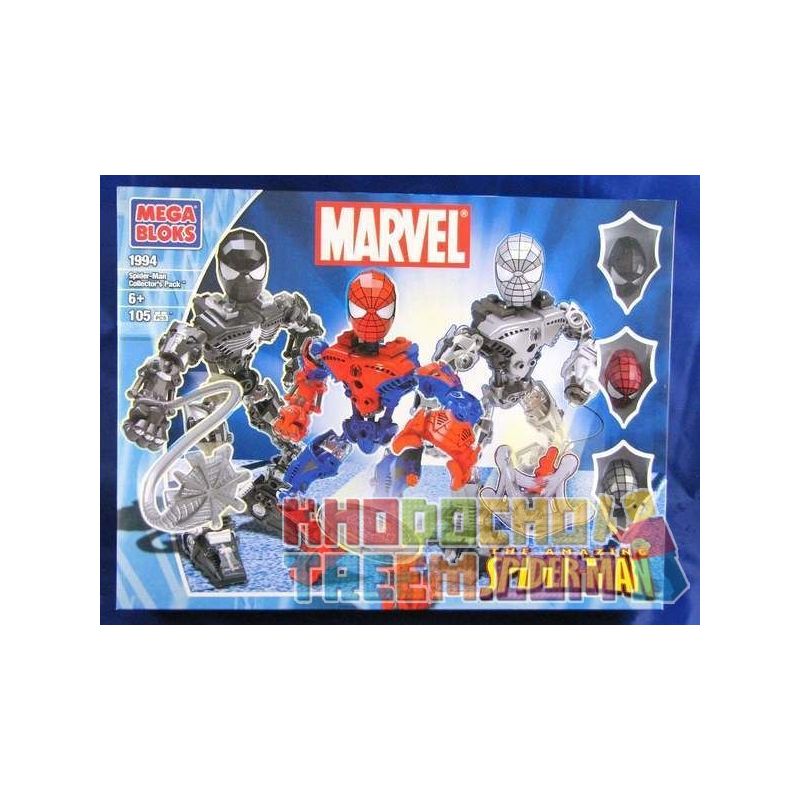 MEGA BLOKS 1994 non  BỘ SƯU TẬP NGƯỜI NHỆN bộ đồ chơi xếp lắp ráp ghép mô hình Spider-Man SPIDER-MAN COLLECTOR'S PACK 105 khối