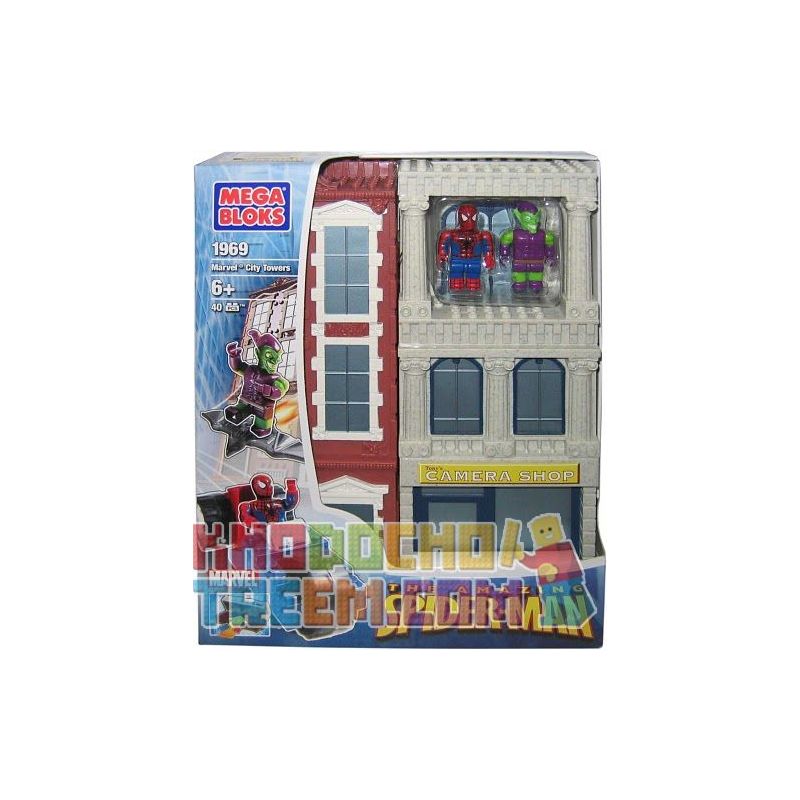 MEGA BLOKS 1969 non  THÁP MARVEL CITY bộ đồ chơi xếp lắp ráp ghép mô hình Marvel Super Heroes MARVEL CITY TOWER Siêu Anh Hùng Marvel 40 khối