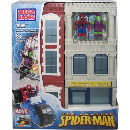 MEGA BLOKS 1969 non  THÁP MARVEL CITY bộ đồ chơi xếp lắp ráp ghép mô hình Marvel Super Heroes MARVEL CITY TOWER Siêu Anh Hùng Marvel 40 khối
