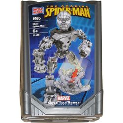 MEGA BLOKS 1965 non  ANH HÙNG SUPER MECH SILVER SPIDERMAN bộ đồ chơi xếp lắp ráp ghép mô hình Spider-Man SILVER SPIDER-MAN SUPER TECH HERO Người Nhện 50 khối
