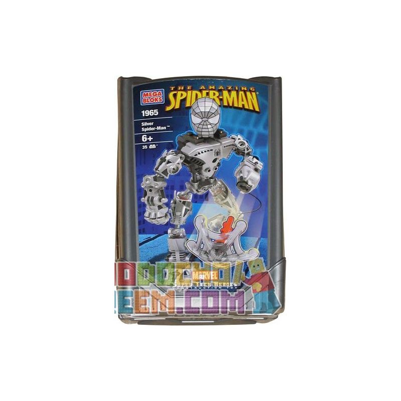 MEGA BLOKS 1965 non  ANH HÙNG SUPER MECH SILVER SPIDERMAN bộ đồ chơi xếp lắp ráp ghép mô hình Spider-Man SILVER SPIDER-MAN SUPER TECH HERO Người Nhện 50 khối
