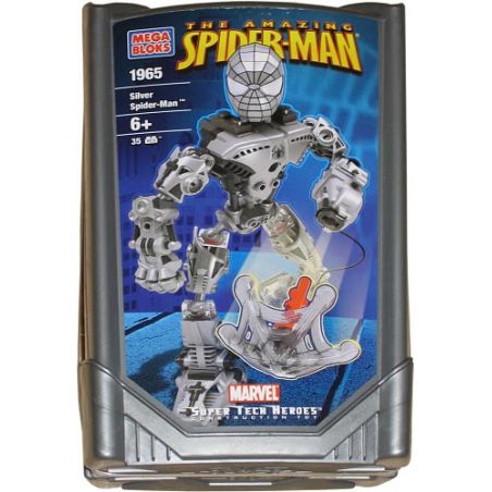 MEGA BLOKS 1965 non  ANH HÙNG SUPER MECH SILVER SPIDERMAN bộ đồ chơi xếp lắp ráp ghép mô hình Spider-Man SILVER SPIDER-MAN SUPER TECH HERO Người Nhện 50 khối