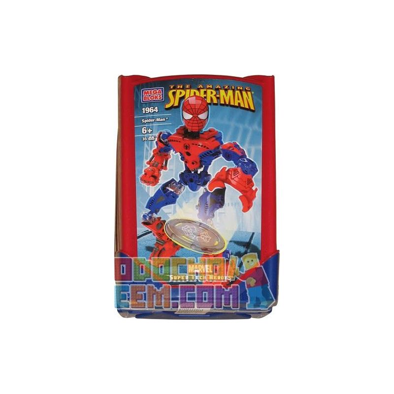 MEGA BLOKS 1964 non  NGƯỜI NHỆN SIÊU ANH HÙNG bộ đồ chơi xếp lắp ráp ghép mô hình Spider-Man SPIDER-MAN SUPER TECH HERO 50 khối