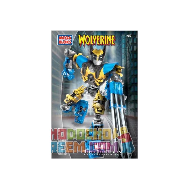 MEGA BLOKS 1917 non  DIAMOND WOLF MAIL. bộ đồ chơi xếp lắp ráp ghép mô hình Marvel Super Heroes WOLVERINE TECH-BOT Siêu Anh Hùng Marvel 58 khối