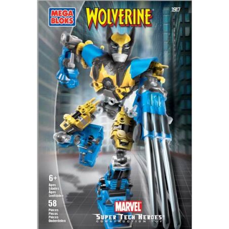 MEGA BLOKS 1917 non  DIAMOND WOLF MAIL. bộ đồ chơi xếp lắp ráp ghép mô hình Marvel Super Heroes WOLVERINE TECH-BOT Siêu Anh Hùng Marvel 58 khối