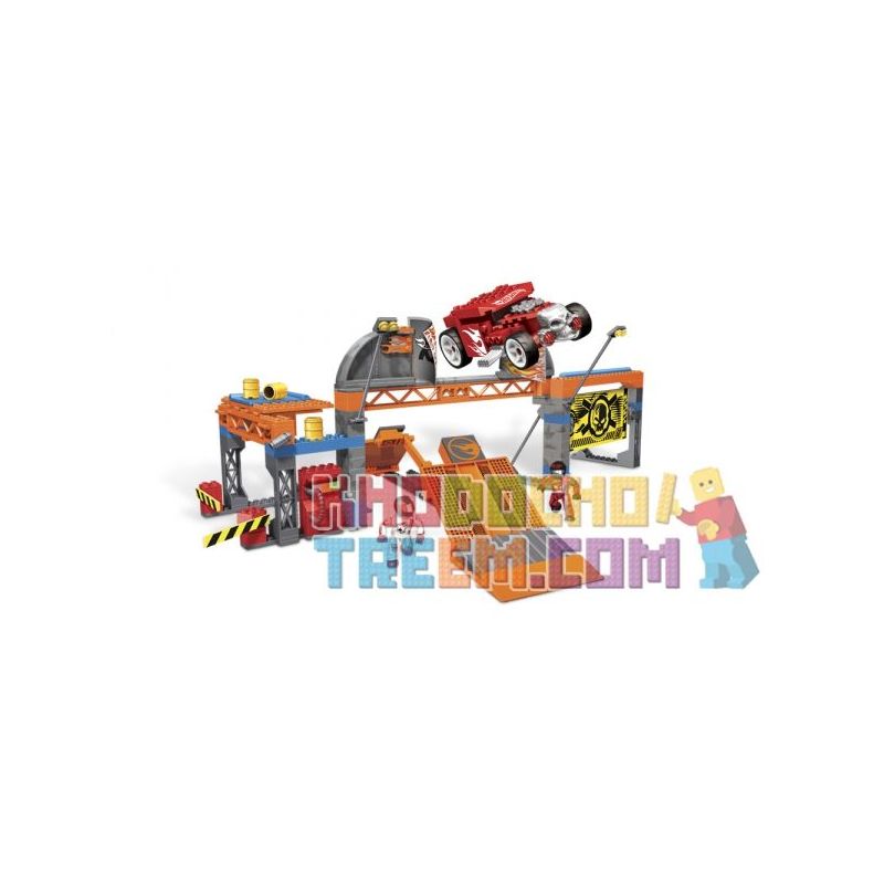 MEGA BLOKS 91715 non  CƠ SỞ KIỂM TRA SUPER STUNT bộ đồ chơi xếp lắp ráp ghép mô hình Mini Racing Pacemaker SUPER STUNT TEST FACILITY Đua Xe Mini 382 khối