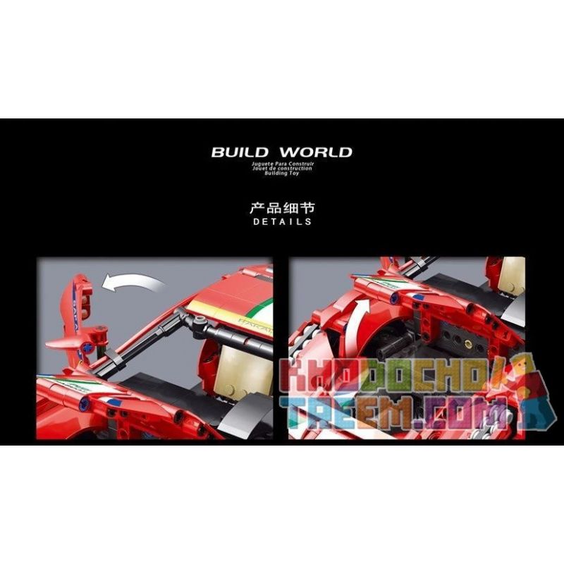 SHENZHEN RAEL ENTERTAINMENT 50026 non  XE THỂ THAO FERRARI 488 MÀU ĐỎ bộ đồ chơi xếp lắp ráp ghép mô hình  Kỹ Thuật Công Nghệ Cao Mô Hình Phương Tiện 1247 khối