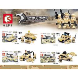 SEMBO 11202 11203 11204 11201 non  4 XE QUÂN SỰ SA MẠC bộ đồ chơi xếp lắp ráp ghép mô hình Falcon Commandos Đội Đặc Nhiệm Chim Ưng