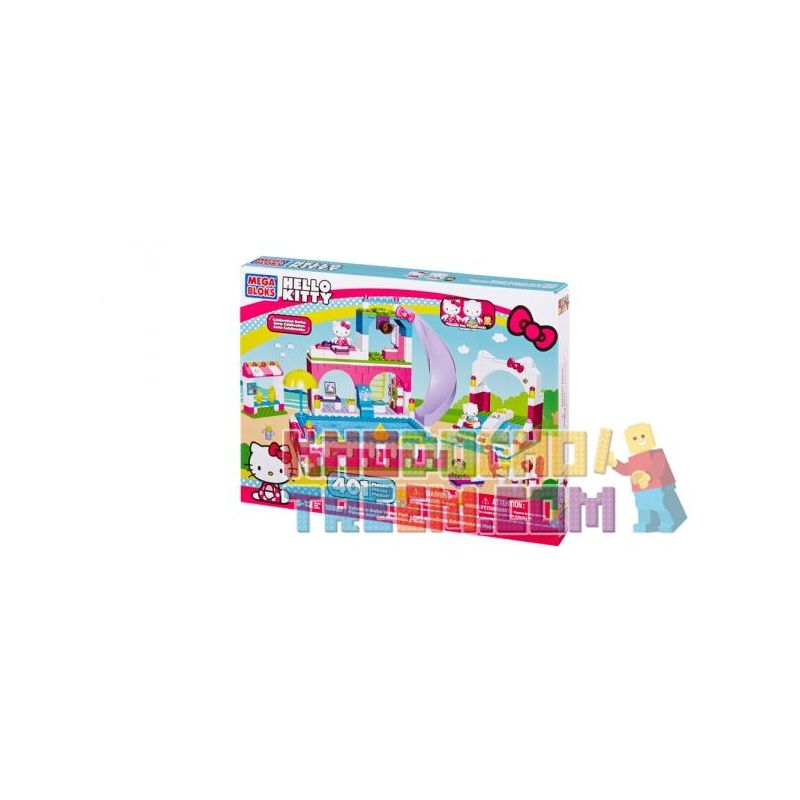 MEGA BLOKS 10957 non  CÔNG VIÊN NƯỚC bộ đồ chơi xếp lắp ráp ghép mô hình Hello Kitty SPLASH ‘N SWIM WATER PARK 401 khối