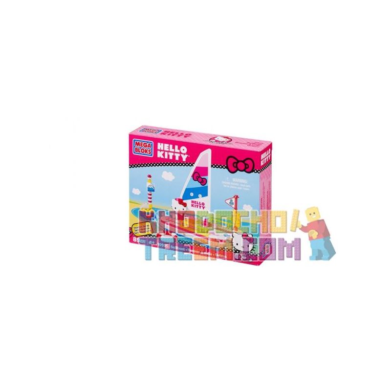 MEGA BLOKS 10955 non  THUYỀN BUỒM bộ đồ chơi xếp lắp ráp ghép mô hình Hello Kitty SAILBOAT 89 khối