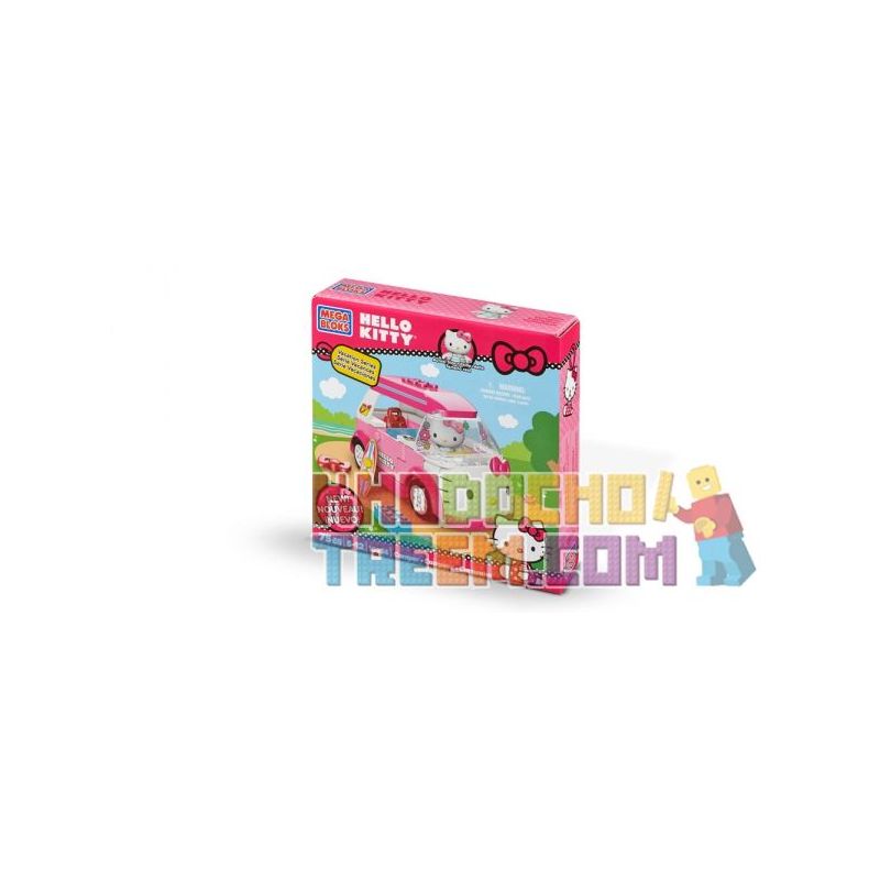 MEGA BLOKS 10934 non  NGƯỜI CẮM TRẠI bộ đồ chơi xếp lắp ráp ghép mô hình Hello Kitty CAMPER 75 khối