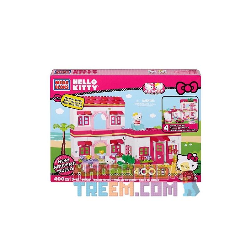 MEGA BLOKS 10929 non  NHÀ Ở BỜ BIỂN bộ đồ chơi xếp lắp ráp ghép mô hình Hello Kitty BEACH HOUSE 400 khối