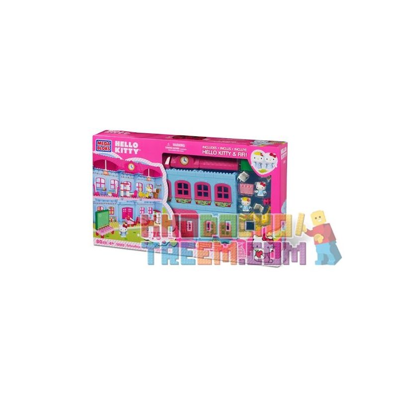 MEGA BLOKS 10893 non  TRƯỜNG HỌC bộ đồ chơi xếp lắp ráp ghép mô hình Hello Kitty SCHOOLHOUSE 80 khối