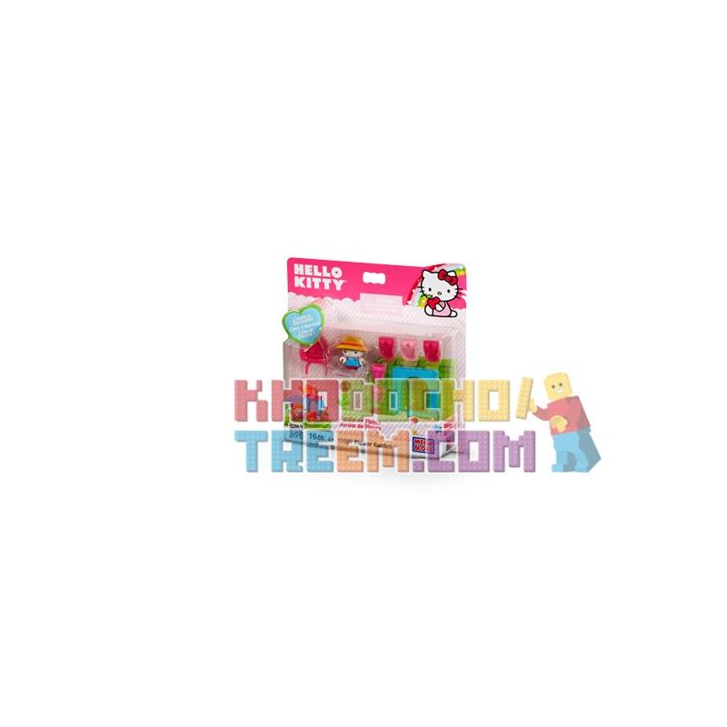MEGA BLOKS 10858 non  VƯỜN bộ đồ chơi xếp lắp ráp ghép mô hình Hello Kitty FLOWER GARDEN 16 khối