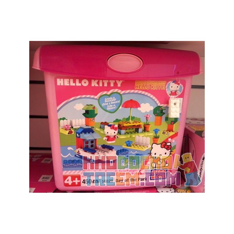 MEGA BLOKS 10828 non  MỘT NGÀY TRONG CÔNG VIÊN bộ đồ chơi xếp lắp ráp ghép mô hình Hello Kitty A DAY AT THE PARK 450 khối