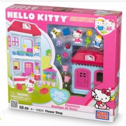 MEGA BLOKS 10824 non  CỬA HÀNG HOA bộ đồ chơi xếp lắp ráp ghép mô hình Hello Kitty FLOWER SHOP 68 khối